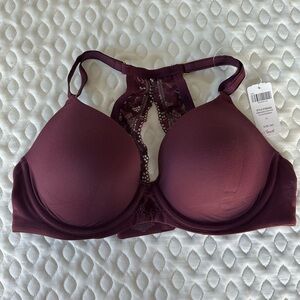 NWT - Soma EMBRACEABLE SIGNATURE PC LACE RACERBACK Color: FIG SIZE 34C